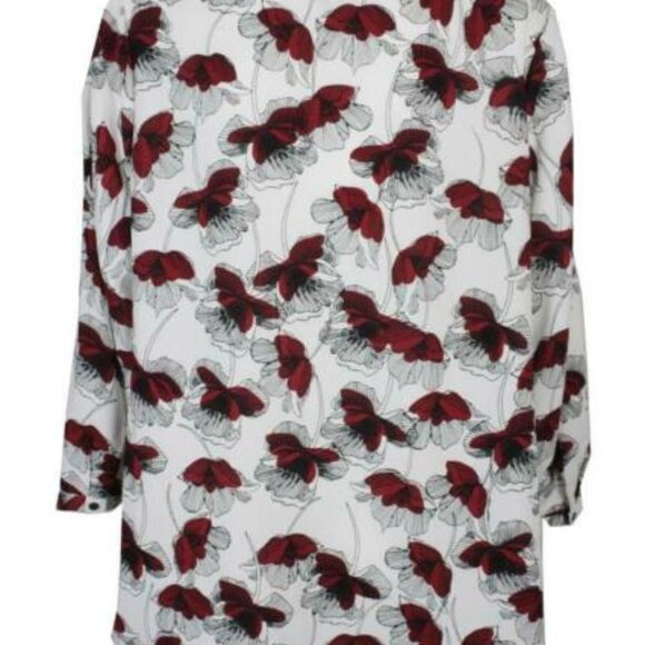 Alfani Blouse Top Red Floral Surplice Wrap N55 🔥 - Picture 3 of 10
